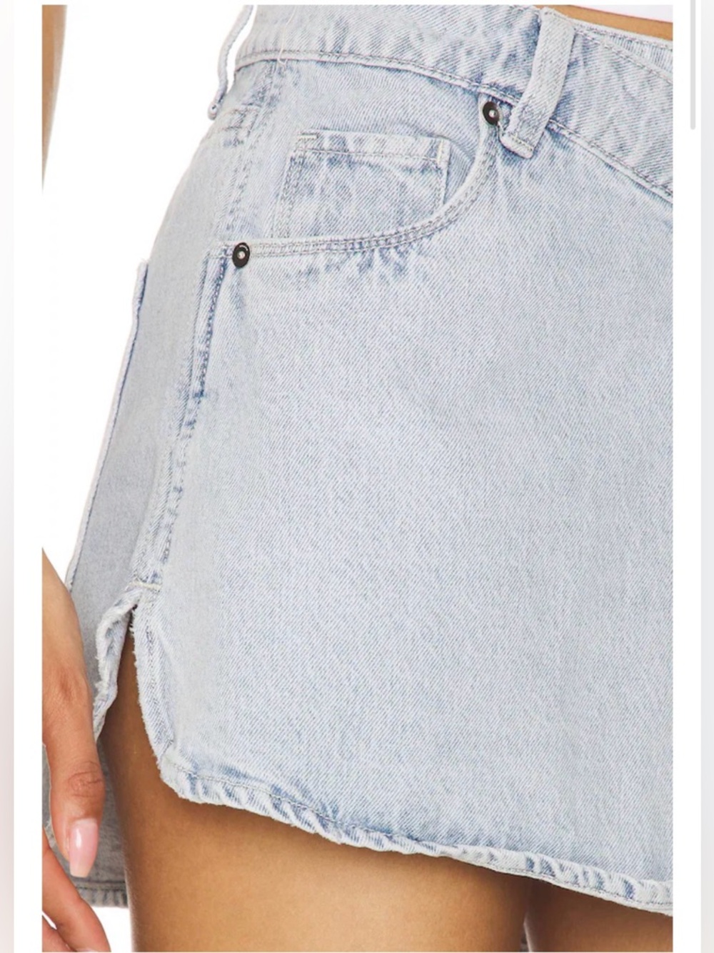 NWT- BLANKNYC Denim Wrap Mini Skirt, Tea Break, Size 27 - Picture 6 of 12